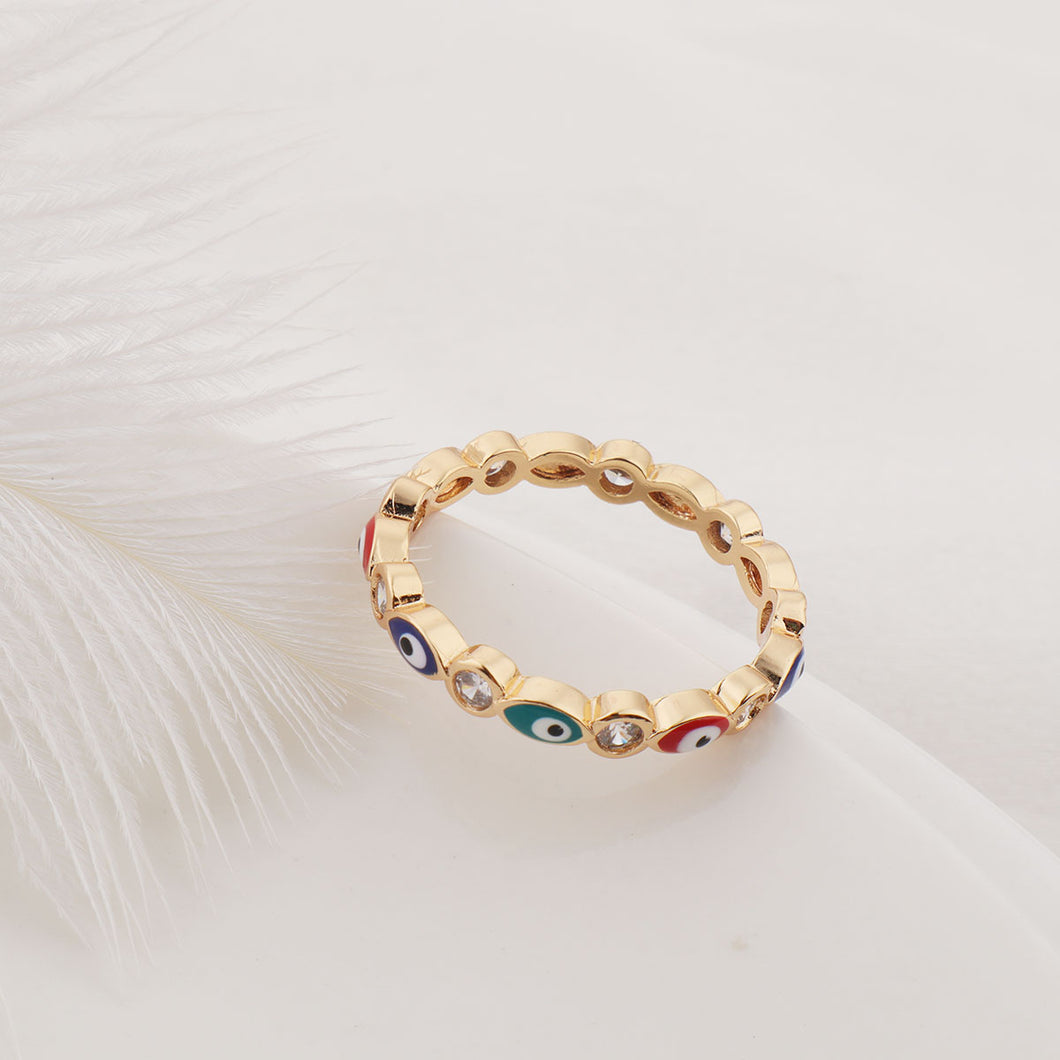 MULTICOLOR GOLD SMALL EYE RING