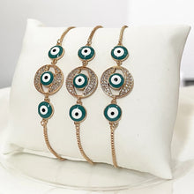 Load image into Gallery viewer, TURQUOISE ROUND EVIL EYE EYE BRACELET
