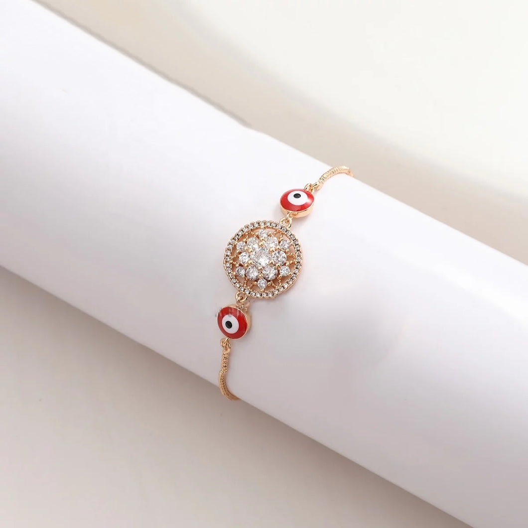 RED EYE DIAMOND FLOWER BRACELET